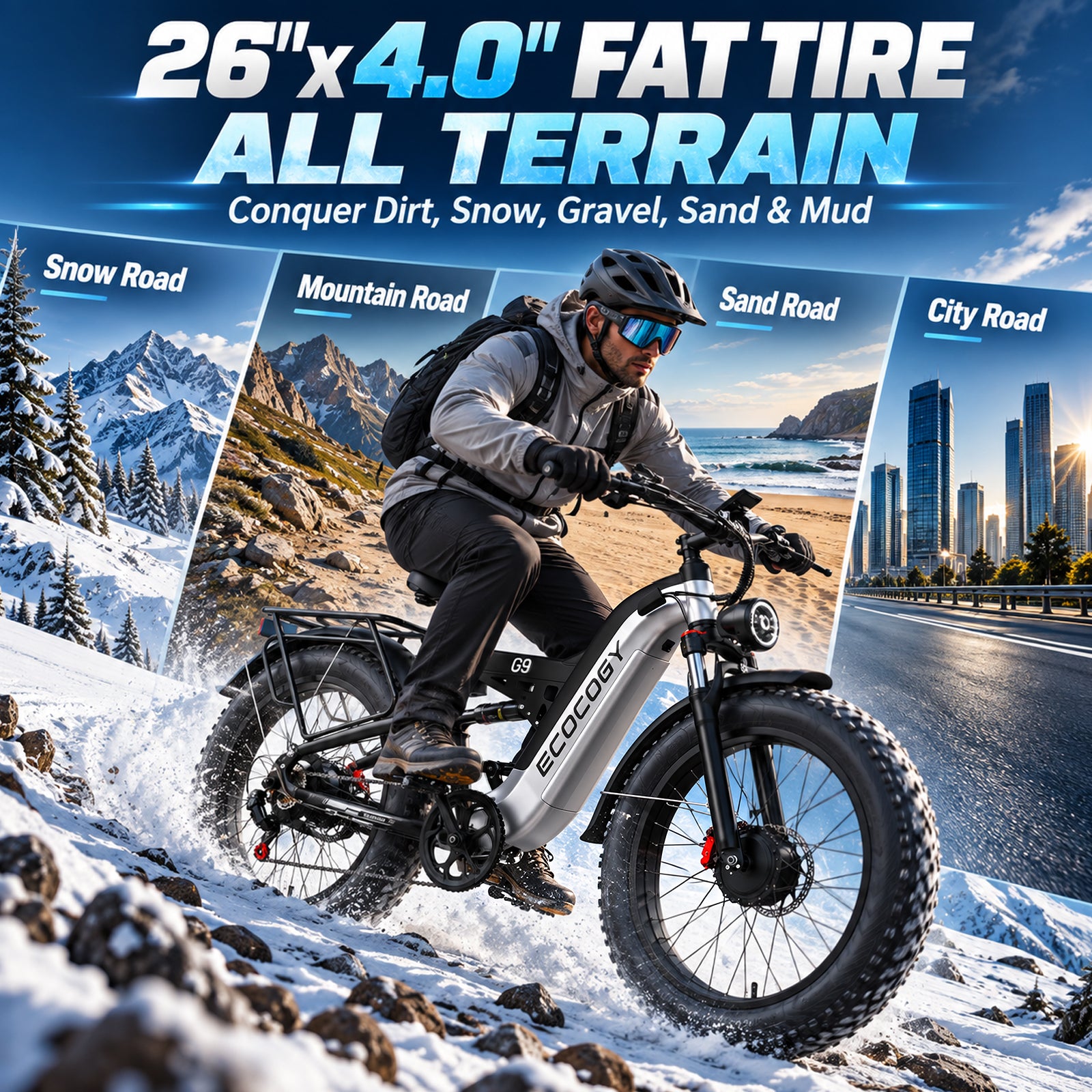 E·BYCCO&ECOCOGY 26" G9 Peak 9000W All Terrain Electric Bicycle 52V 30AH Battery