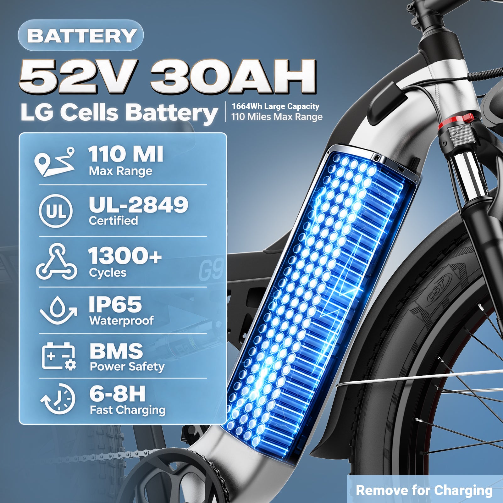 E·BYCCO&ECOCOGY 26" G9 Peak 9000W All Terrain Electric Bicycle 52V 30AH Battery