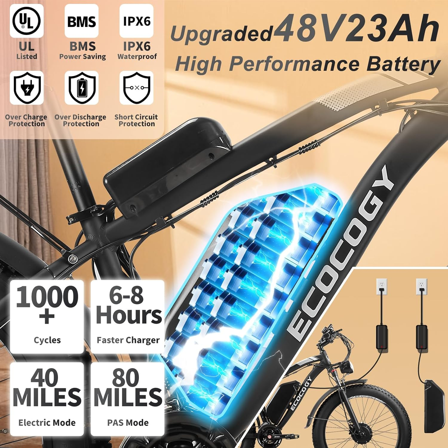 E·Bycco 48V Electric Bike Battery for E8/E9/EB7/EB9 E·Bycco 48V Electric Bike Battery for E8/E9/EB7/EB9