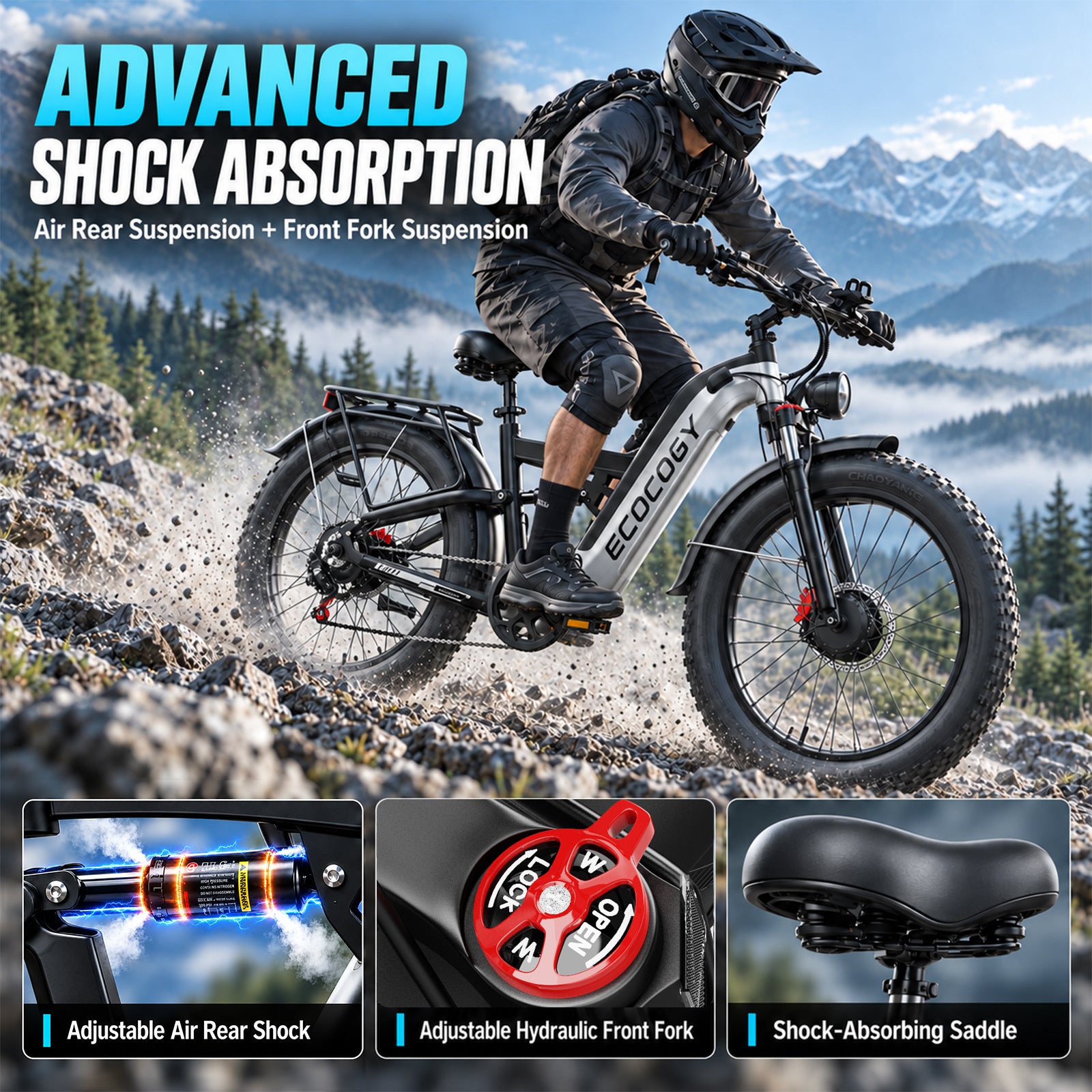 E·BYCCO&ECOCOGY 26" G9 Peak 9000W All Terrain Electric Bicycle 52V 30AH Battery