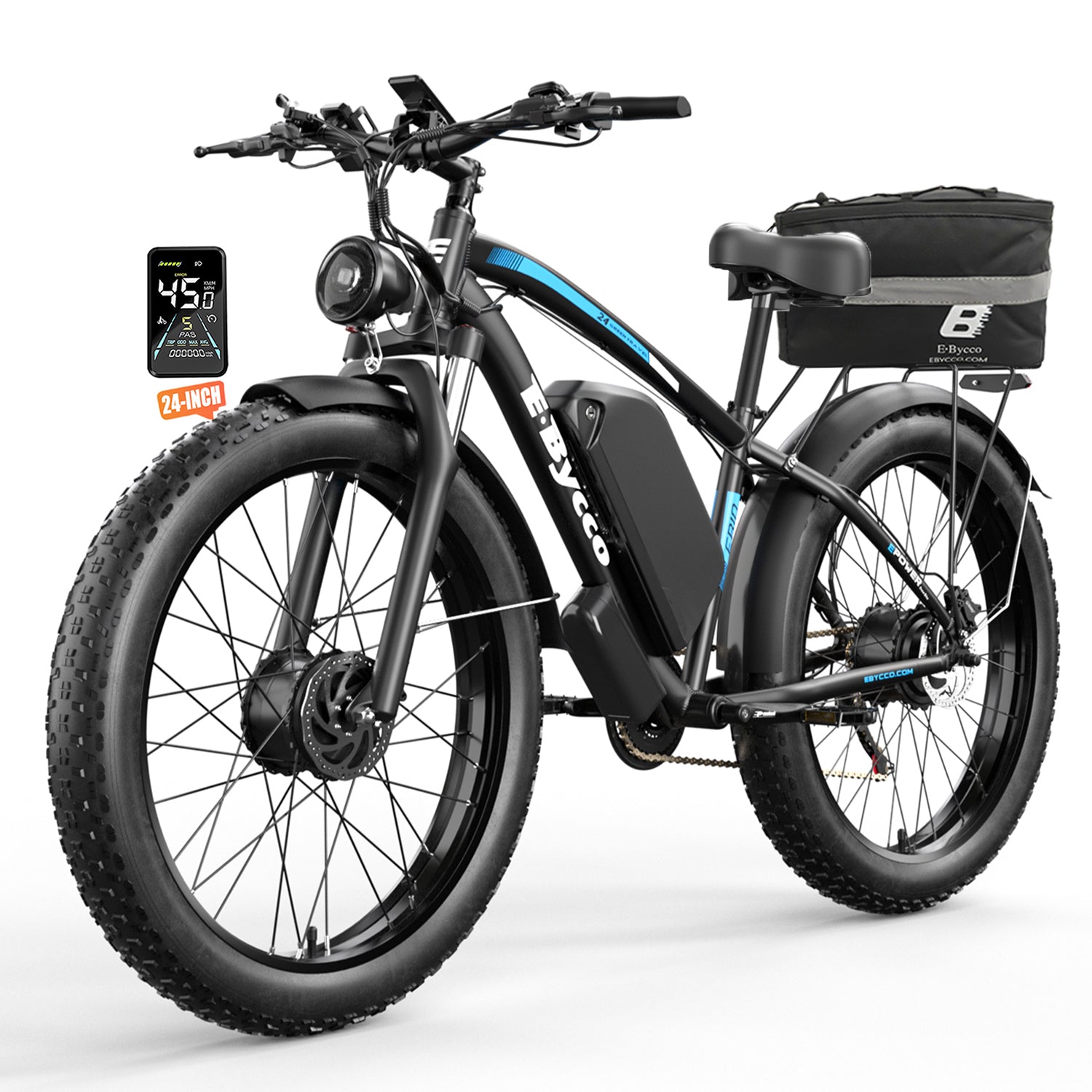 E·BYCCO 24'' EB10 Peak 5000W 52V 32Ah Dual Motors Electric Bike for Women and Men