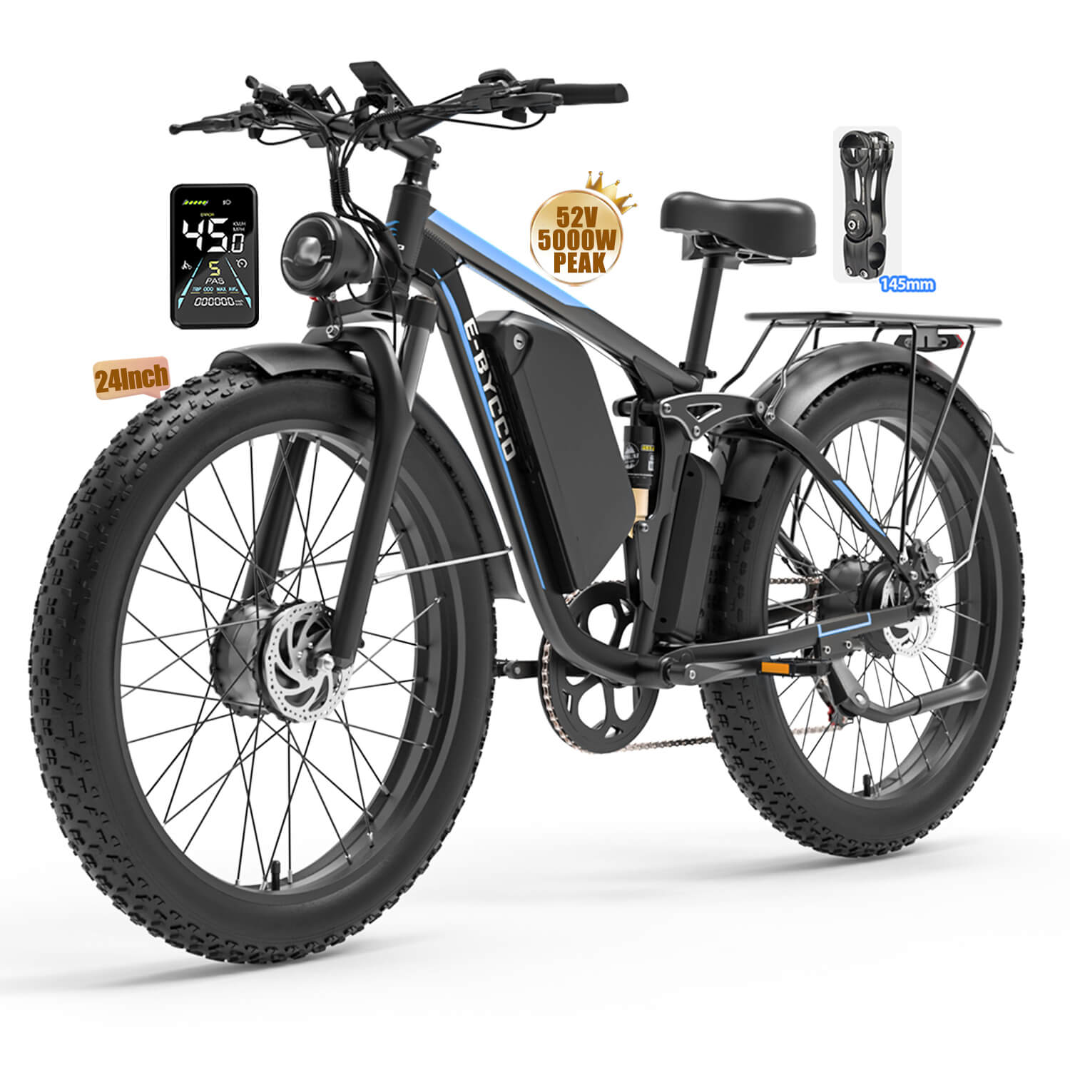E·BYCCO 24" EB7PRO Dual Motor 4000W Peak 5000W 52V 32Ah Lightweight Electric Bike