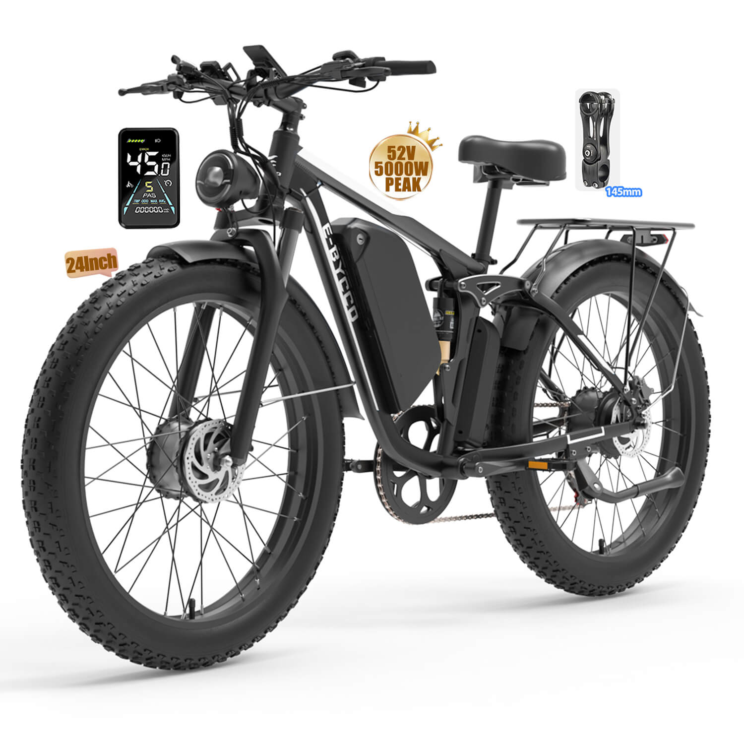 E·BYCCO 24" EB7PRO Dual Motor 4000W Peak 5000W 52V 32Ah Lightweight Electric Bike
