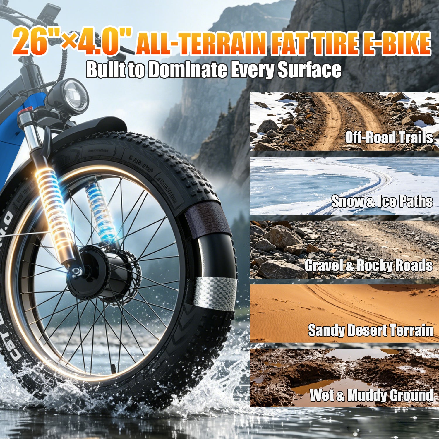 E·BYCCO&GAMVIRE 26" V9 High Performance Electric Bicycle Peak 9000W with Turn Signals 52V 30AH