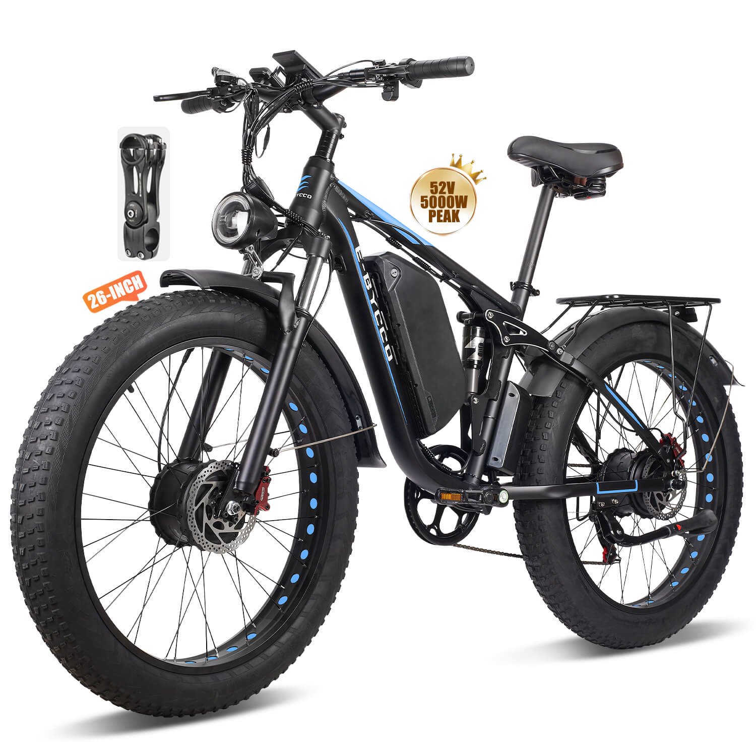 E·BYCCO 26'' EB7PRO Dual Motor 4000W Peak 5000W 52V 32Ah Adult Electric Bike
