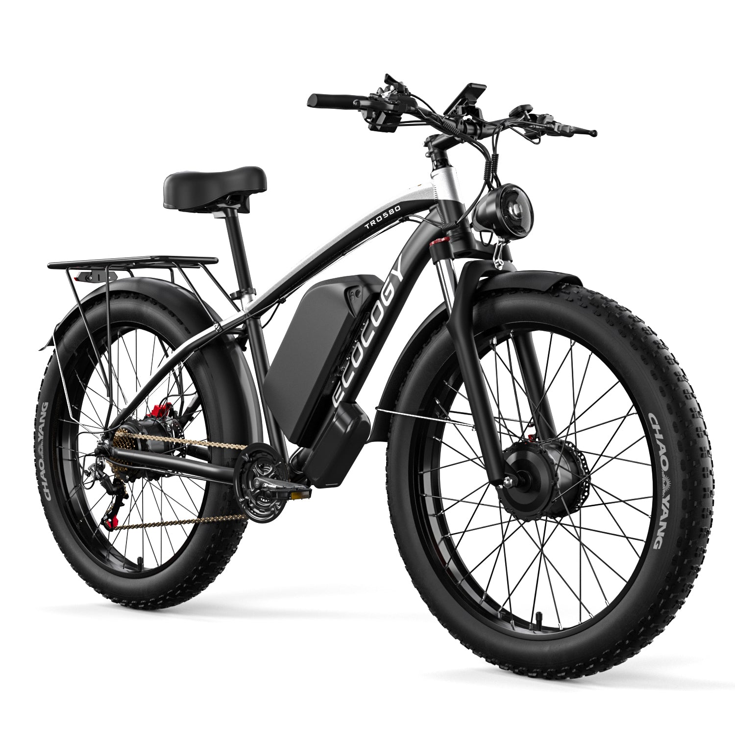 fat wheel electric bicycle ECOCOGY G7 26‘’ Fast Electric Bike Peak 6000W 52V 32Ah Dual Motor Black/gray + An extra battery