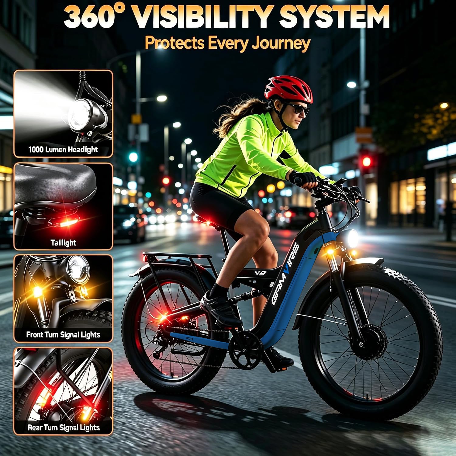E·BYCCO&GAMVIRE 26" V9 High Performance Electric Bicycle Peak 9000W with Turn Signals 52V 30AH