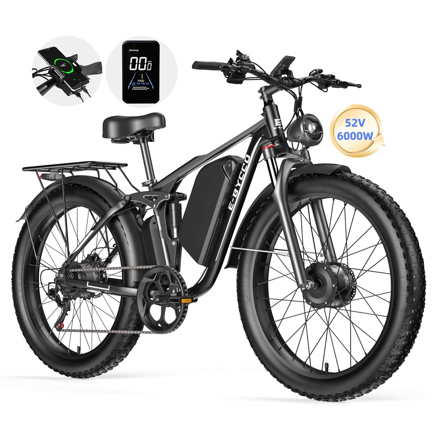 E·BYCCO 24" EB7PRO Dual Motor Peak 6000W 52V 32Ah Lightweight Electric Bike