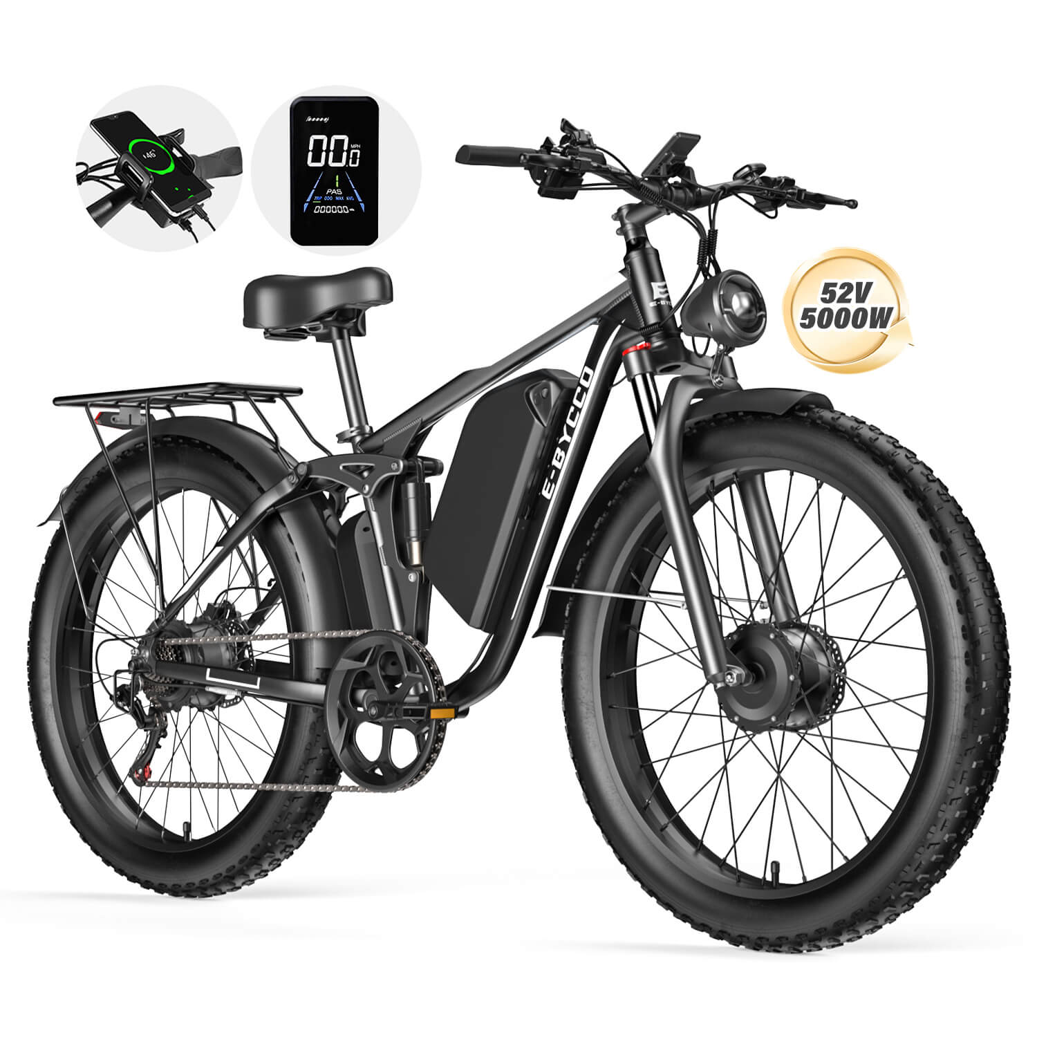 EBYCCO 24" Refurbished EB7Pro 4000W Dual Motor Peak 5000W Batterie Samsung 52V 30AH