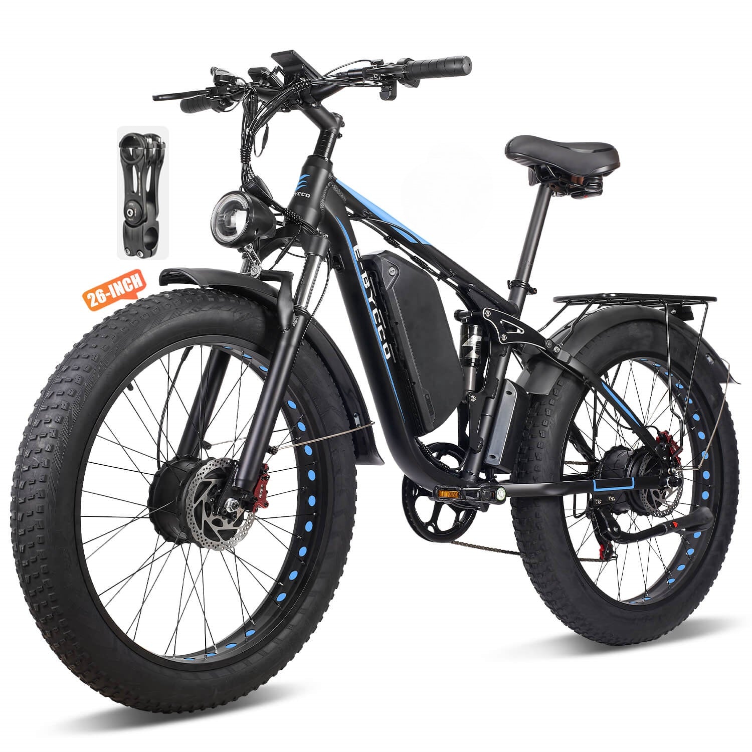 E·BYCCO 26'' EB7PRO Dual Motor Peak 9000W 52V 32Ah Adult Electric Bike