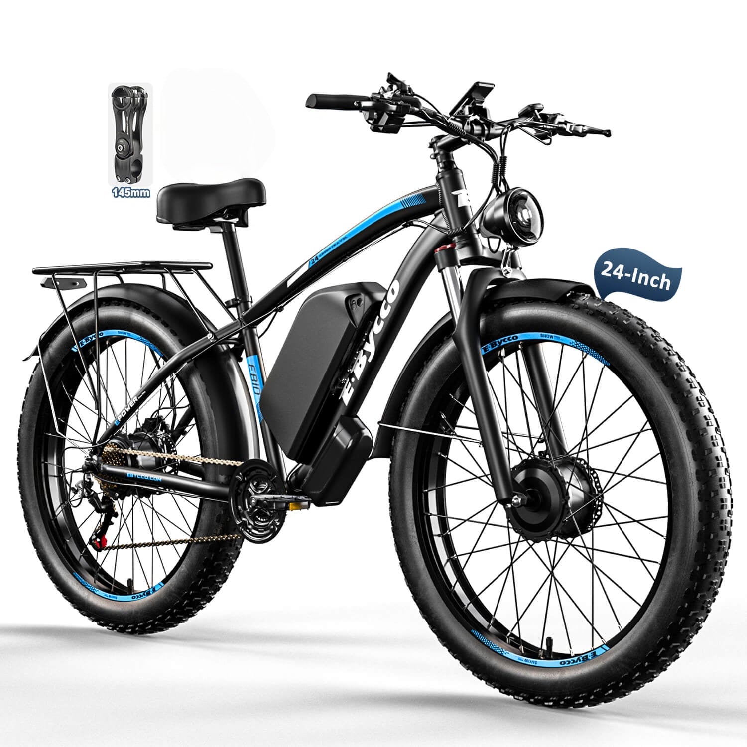 E·BYCCO 24'' EB10 Peak 6000W 52V 32Ah Dual Motors Electric Bike for Women and Men