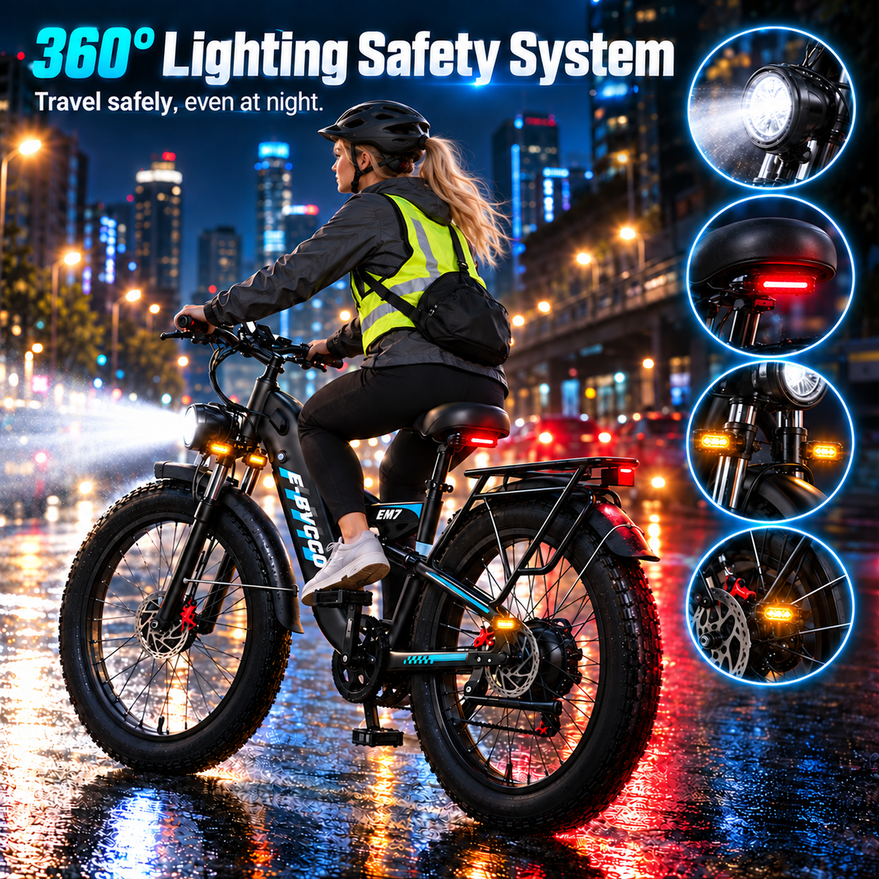 E·BYCCO 26" EM7 Peak 9000W 52V 30AH Battery Full Suspension Pedal Electric Bike
