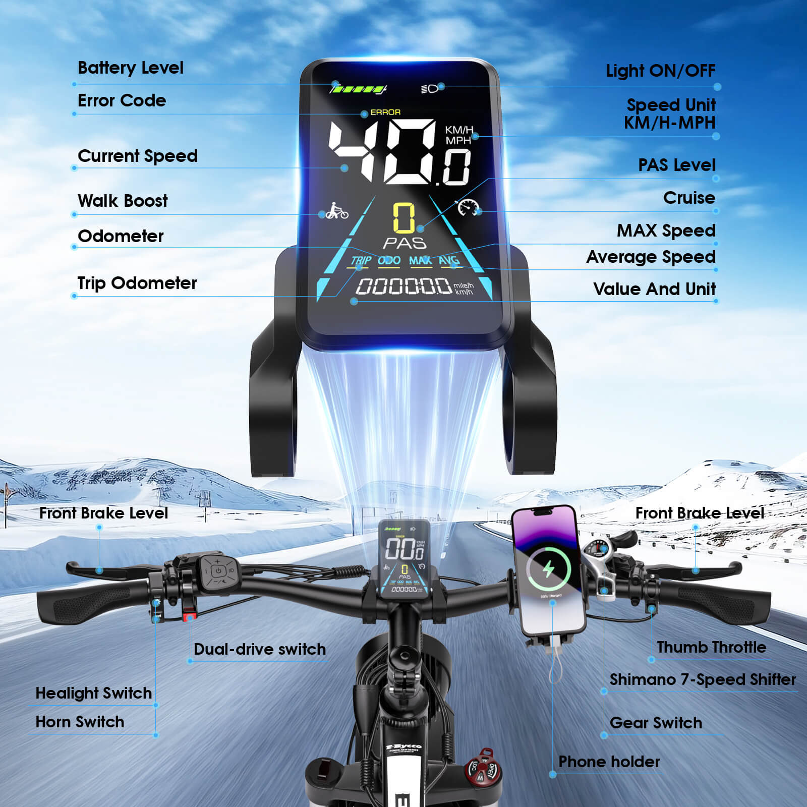 E·BYCCO 24'' EB10 Peak 5000W 52V 32Ah Dual Motors Electric Bike for Women and Men