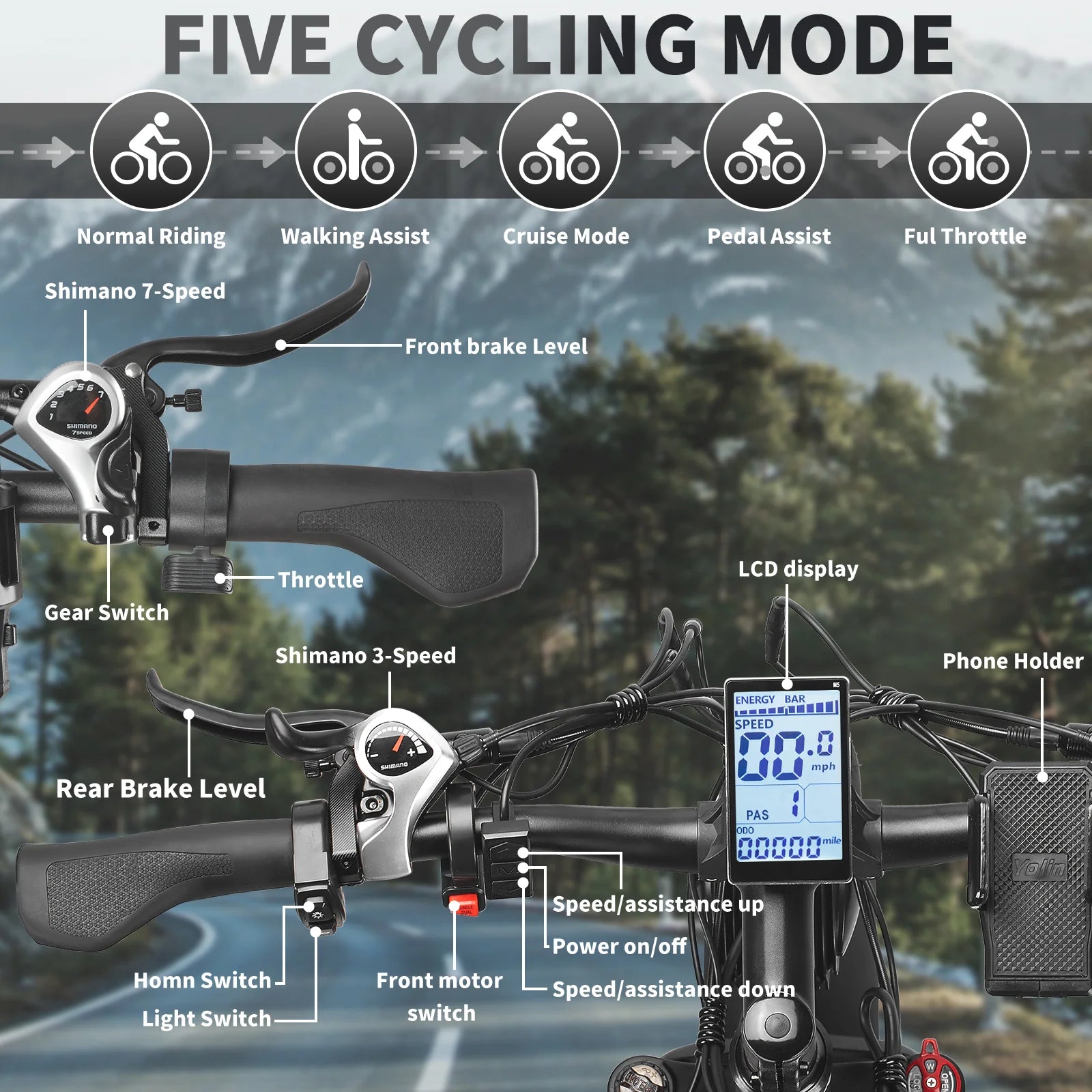 EBYCCO Refurbished G7 26" 2000W Peak 3000W Electric Bike 52V23Ah