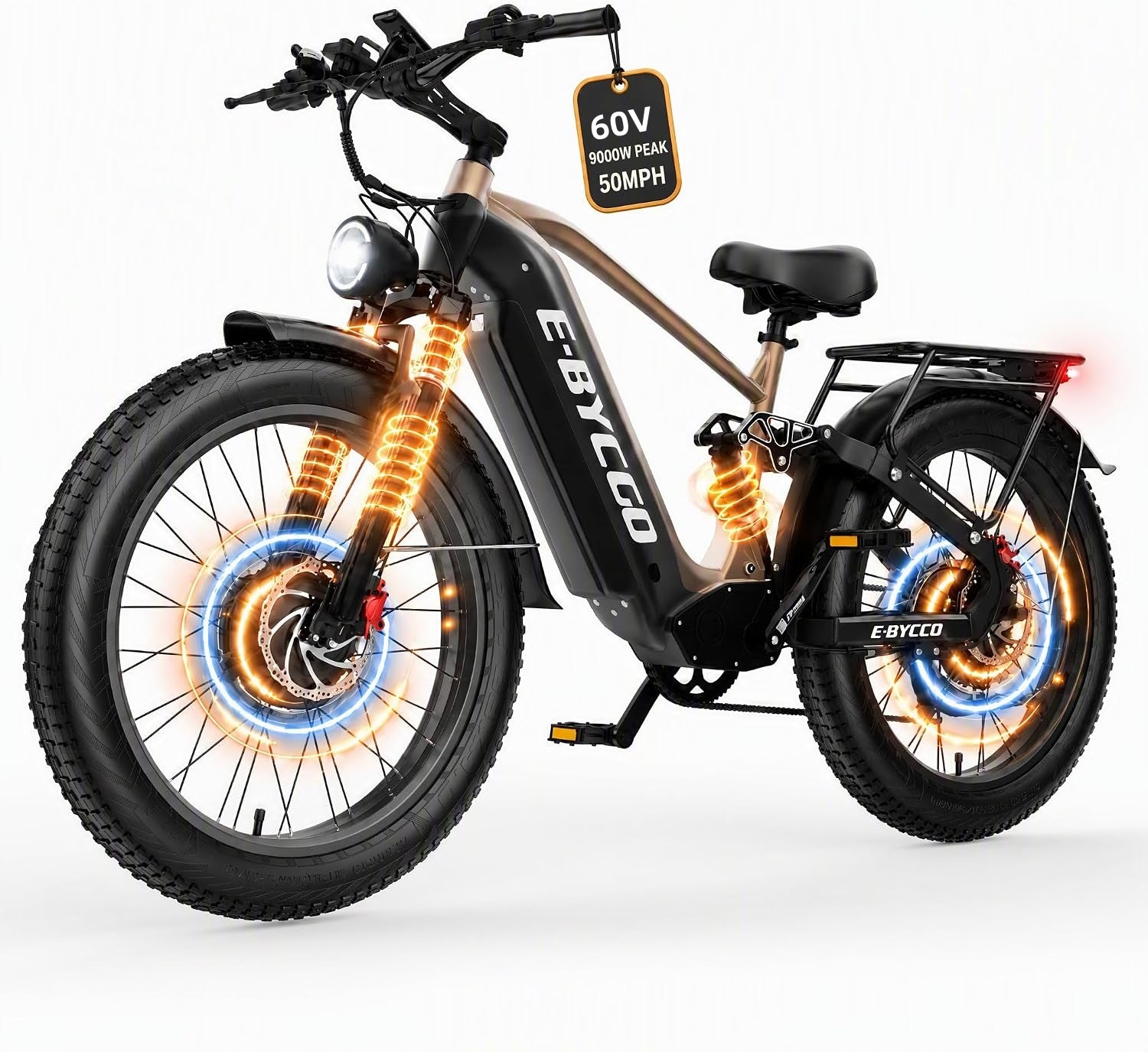 E·BYCCO 26" C8max Electric Bike Peak 9000W 60V 30AH Battery with Turn Signals