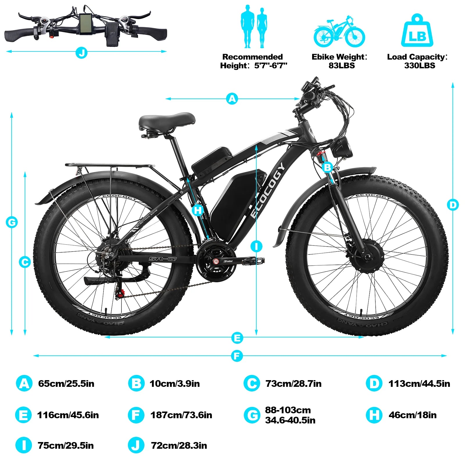 EBYCCO Refurbished G7 26" 2000W Peak 3000W Electric Bike 52V23Ah