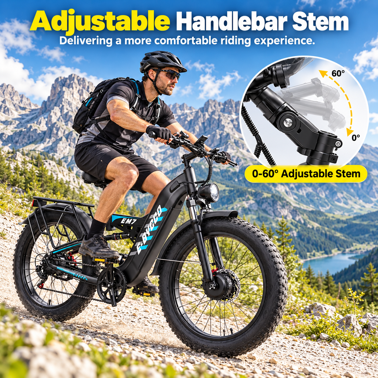 E·BYCCO 26" EM7 Peak 9000W 52V 30AH Battery Full Suspension Pedal Electric Bike