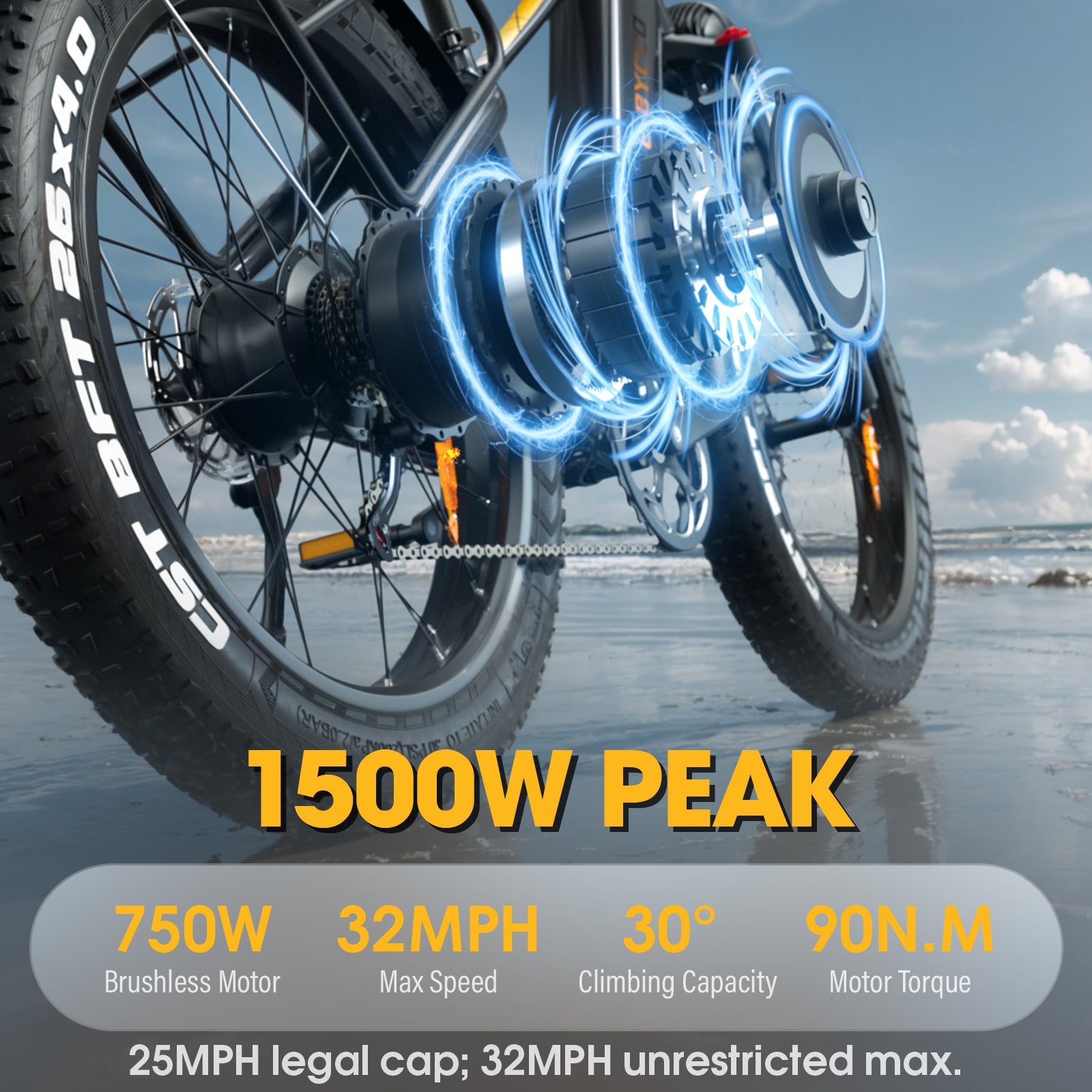 E·BYCCO&DAHON 26" C8 750W Peak 1500W 48V 20Ah Electric Cruiser Bike