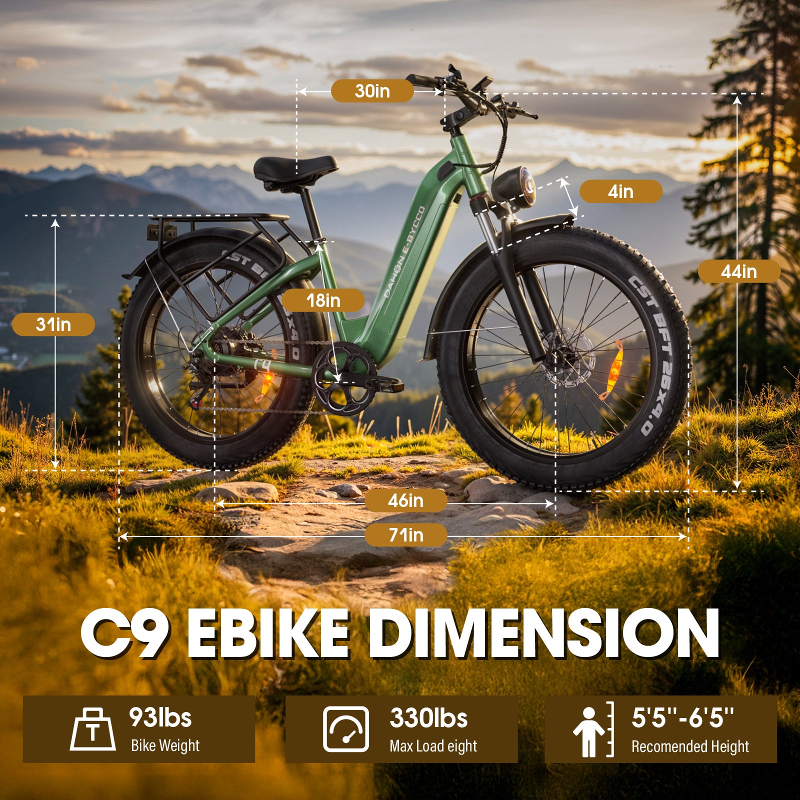 E·BYCCO&DAHON 26" C9 750W Peak 1500W 48V 20Ah Step Through Electric Bike
