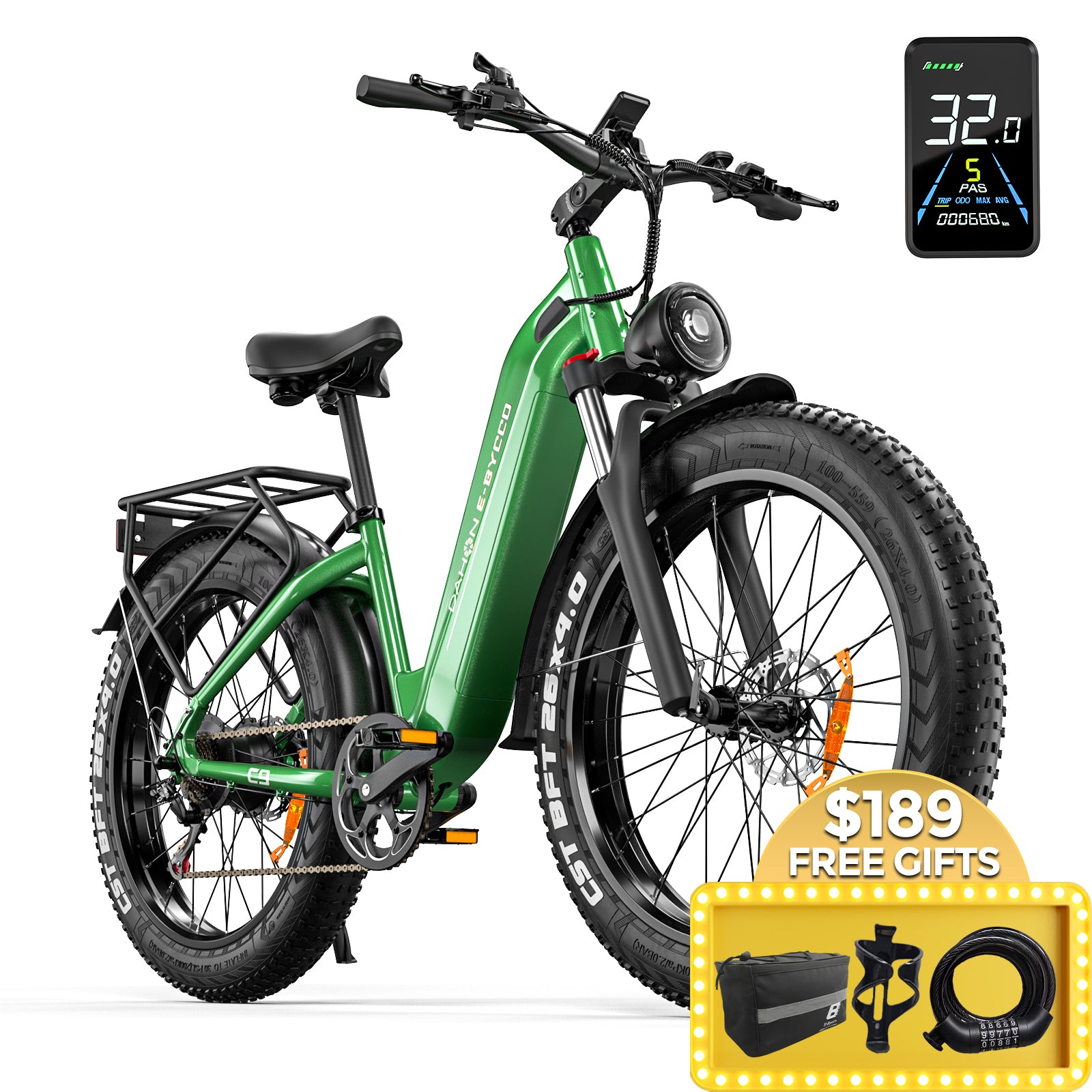 E·BYCCO&DAHON 26" C9 750W Peak 1500W 48V 20Ah Step Through Electric Bike