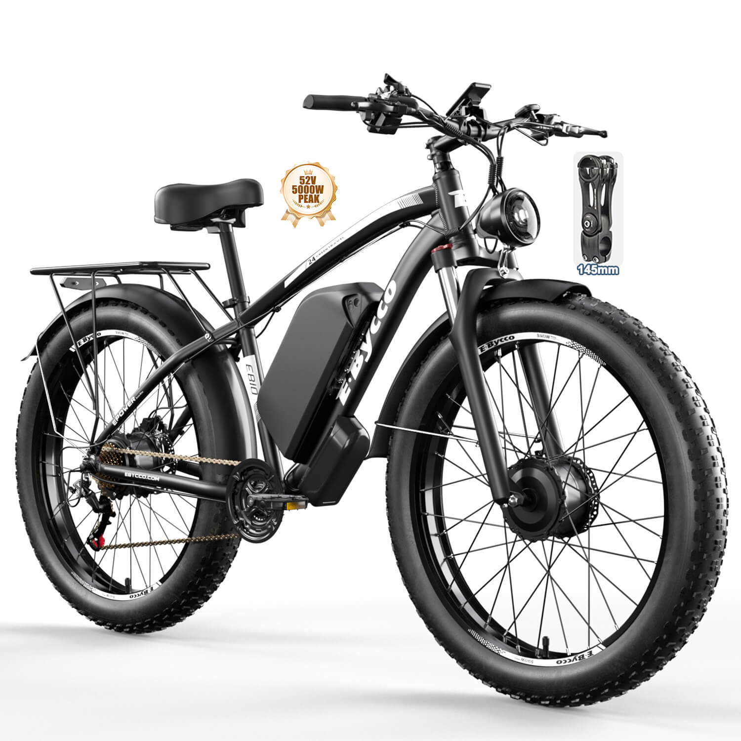 E·BYCCO 24'' EB10 Peak 5000W 52V 32Ah Dual Motors Electric Bike for Women and Men