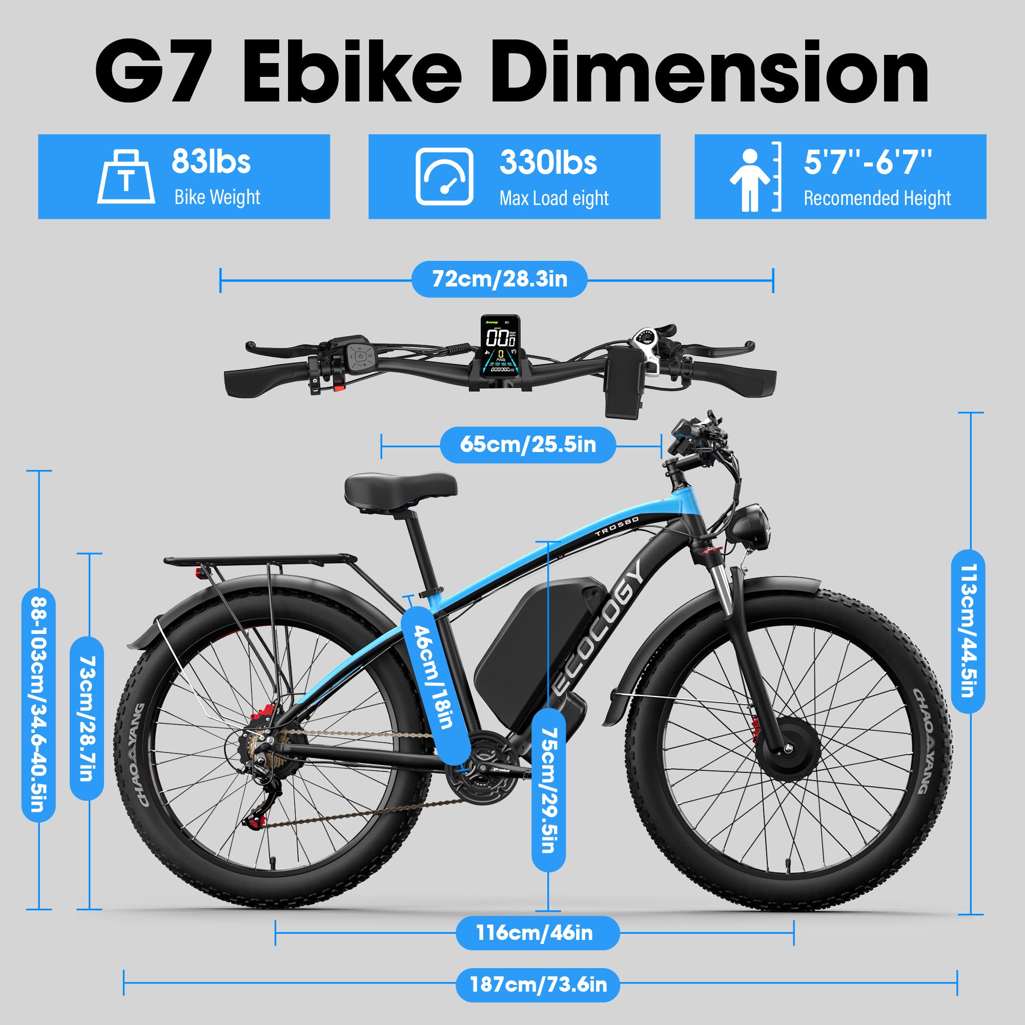 E·BYCCO 26'' G7 4000W Peak 5000W 52V 32Ah Dual Motors Fast Electric Bike