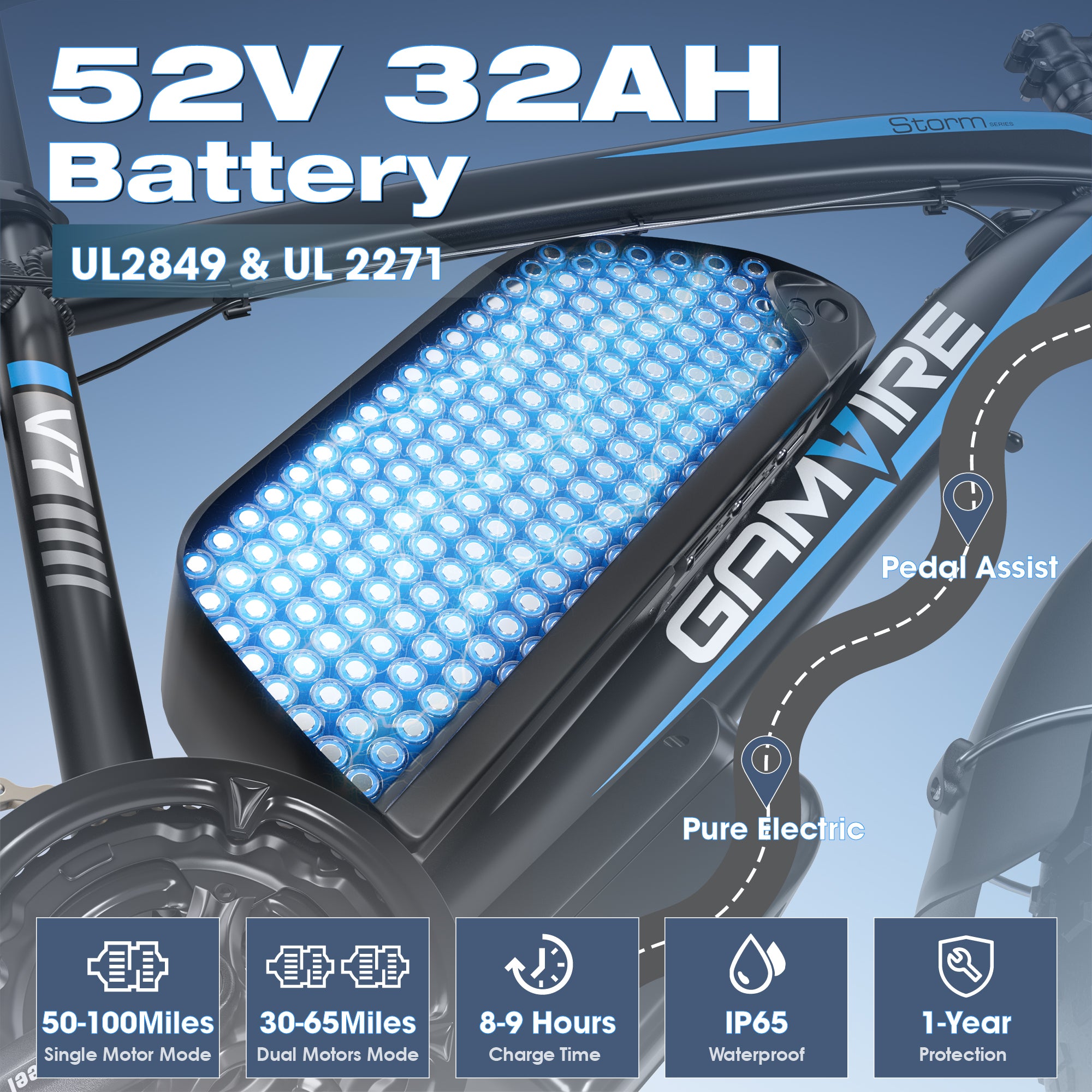 E·BYCCO&GAMVIRE 24" V7PRO Dual Motors 4000W Peak 5000W 52V 32AH Long Distance Electric Bike
