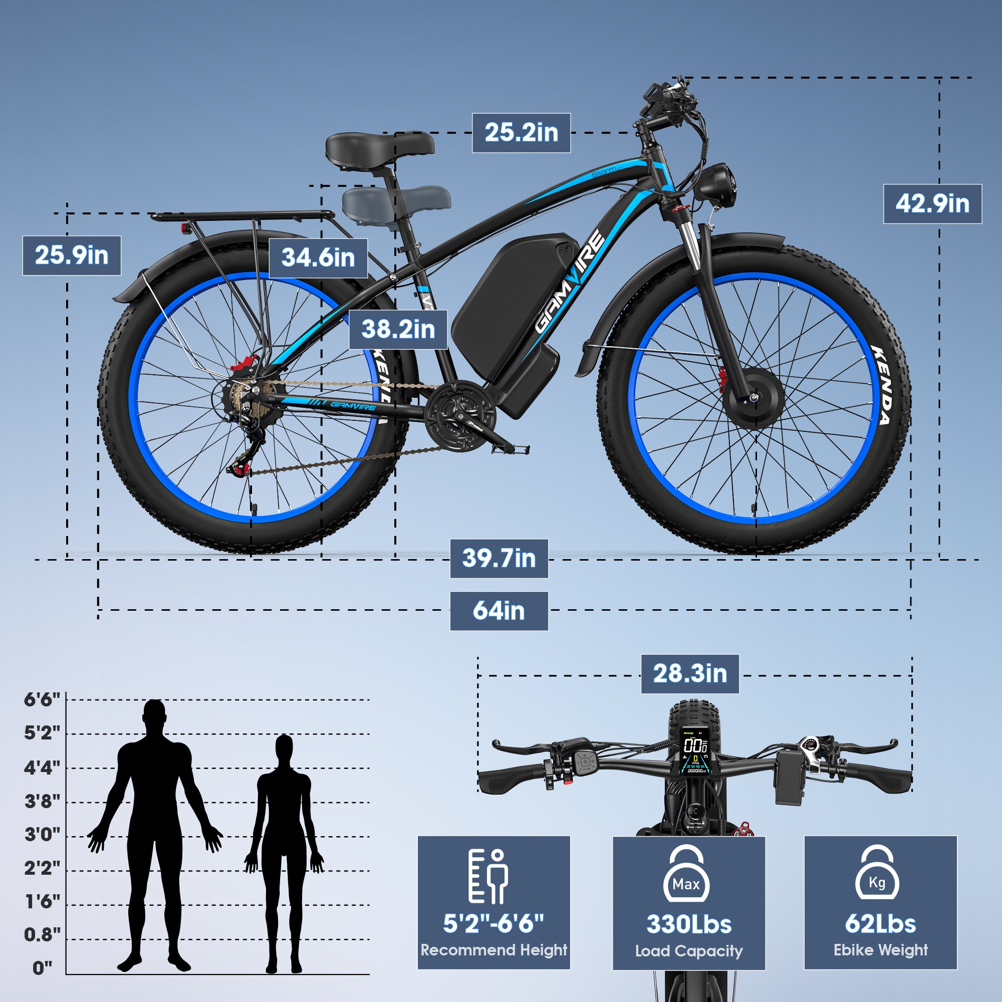 E·BYCCO&GAMVIRE 24" V7PRO Dual Motors 4000W Peak 5000W 52V 32AH Long Distance Electric Bike