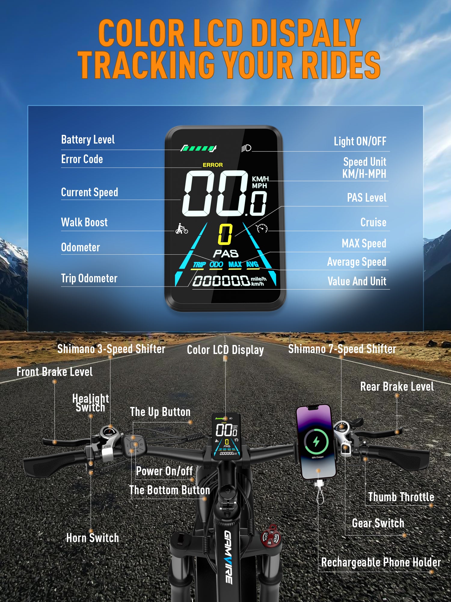 Refurbished 26" V7 electric bicycles 2000W Peak 2500W 52V 19.2Ah