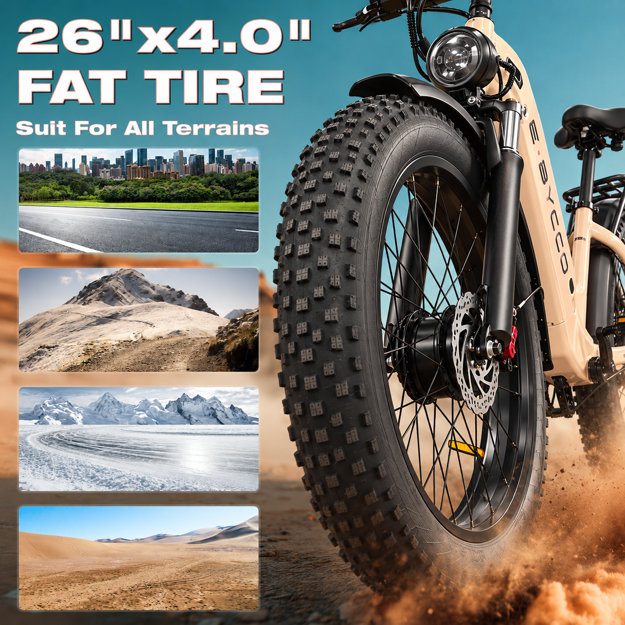 E·BYCCO 26" Peak 9000W E9Velas 52V 30AH Dual Motor Electric Bicycle with Hydraulic Disc Brakes