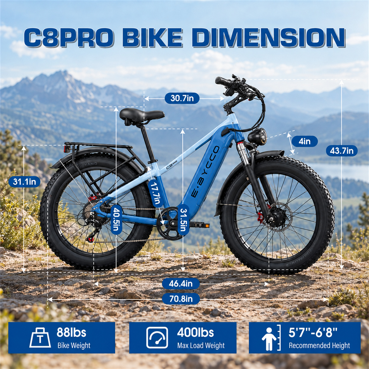 E·BYCCO 26" E9PRO Dual Motors Peak 9000W 52V 30AH Fat tire electric bicycle with Hydraulic Brakes
